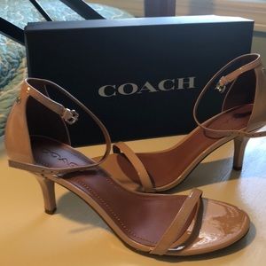 Coach strappy tan leather heels